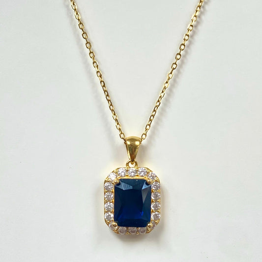 Sapphire rectange neckalce